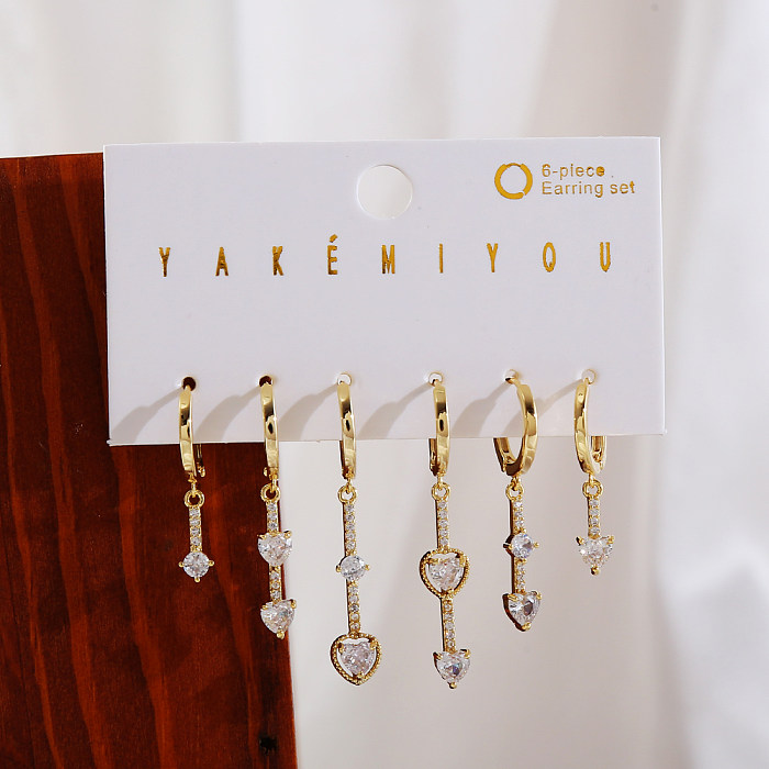 Casual Water Droplets Copper Plating Inlay Zircon 14K Gold Plated Drop Earrings Earrings