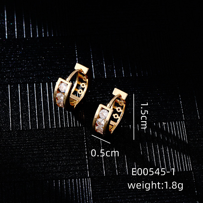 1 Pair Elegant Geometric Plating Inlay Copper Zircon Gold Plated Silver Plated Earrings
