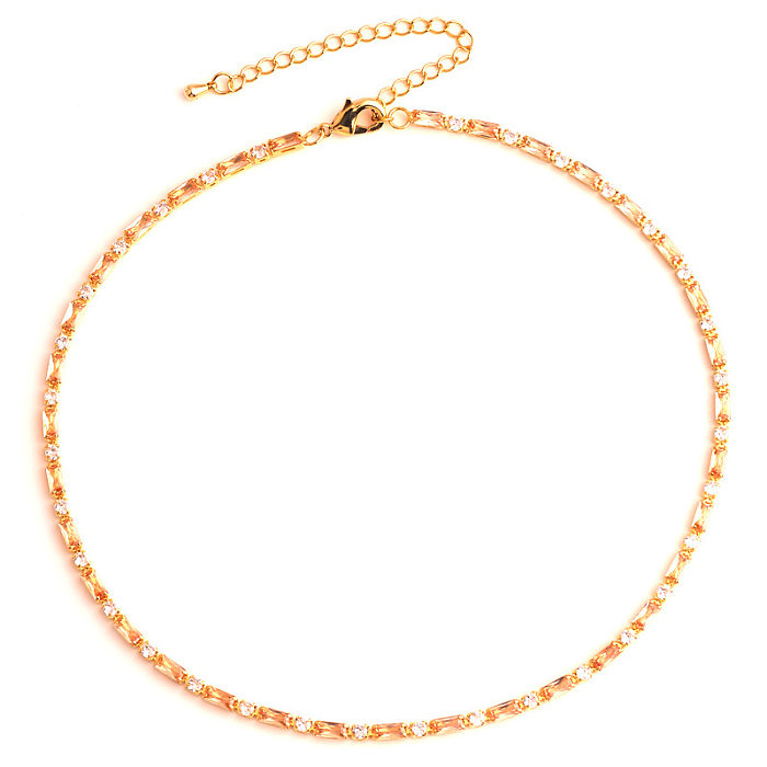 Retro Geometric Copper Inlaid Zircon Women'S Bracelets Necklace