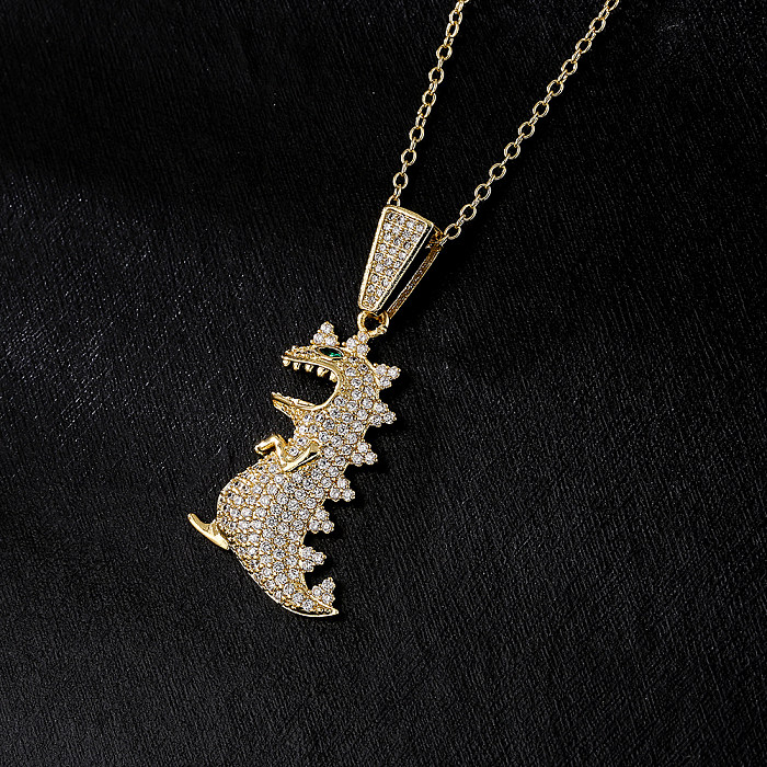 الأزياء 18K الذهب الزركون ديناصور على شكل ليوبارد رئيس اليعسوب قلادة قلادة