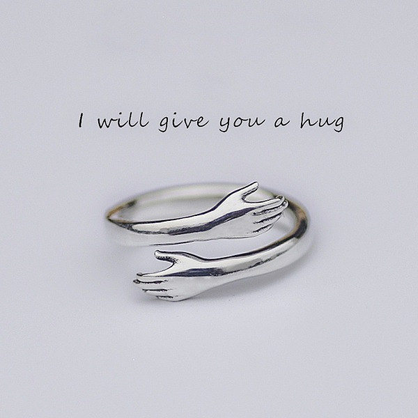 Hands Crossed Embrace Couple Ring Opening Personality Creativity Ring