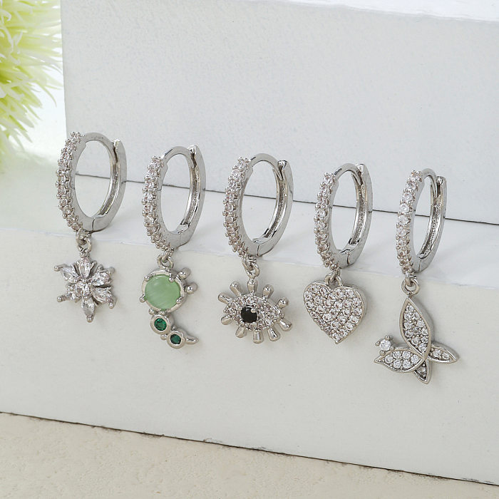 Fashion Eye Butterfly Copper Inlaid Zircon Drop Earrings 1 Piece