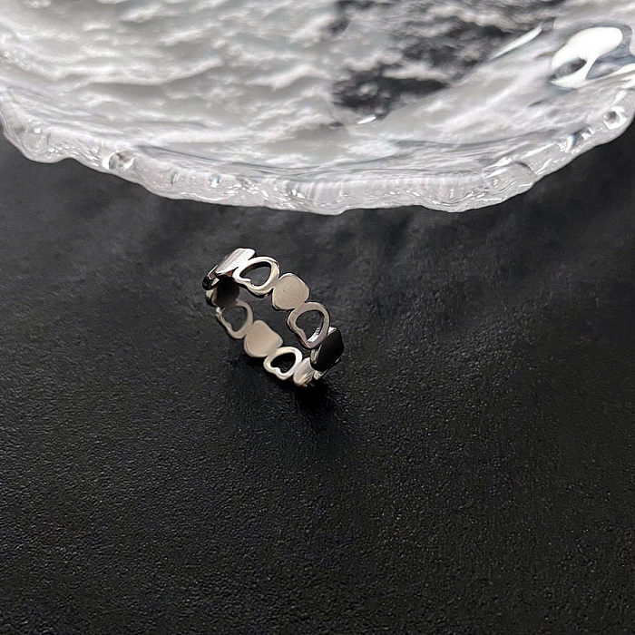 Anillos chapados en acero de titanio con forma de corazón a la moda de 1 pieza