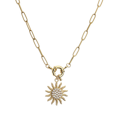 Hecheng ornamento micro incrustado zircão sol colar e brincos suíte ornamento cross-border vendido ornamento de jóias