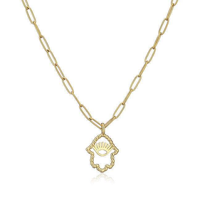 Fashion Palm Bear Heart Shape Copper Plating Inlay Zircon Pendant Necklace 1 Piece