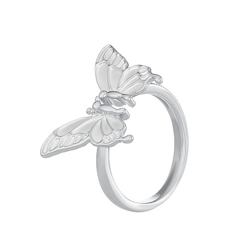 Elegant Sweet Butterfly Copper Enamel 14K Gold Plated Silver Plated Open Rings