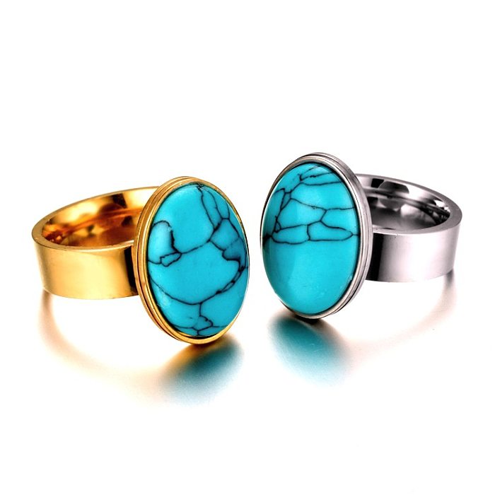Wholesale Retro Turquoise Stainless Steel Couple Ring jewelry
