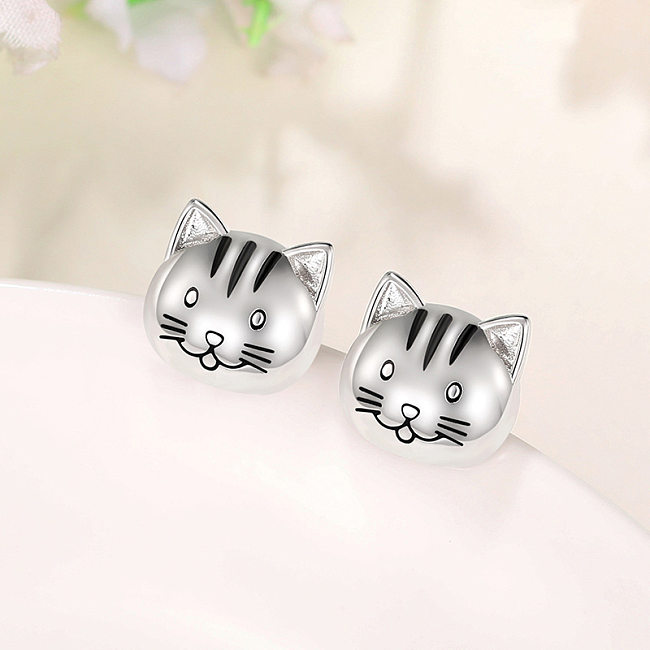 1 Pair Cartoon Style Cat Plating Copper Ear Studs