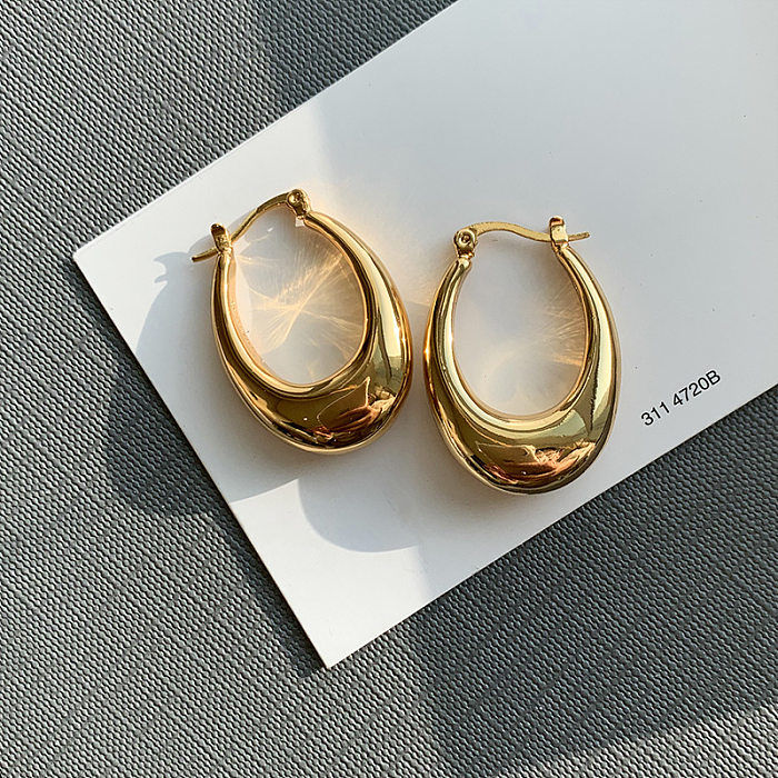 Boucles d'oreilles en cuivre en forme de U à la mode, boucles d'oreilles en cuivre plaqué