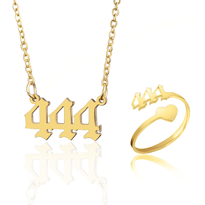 Conjunto de joias ocas de aço inoxidável com número de estilo simples estilo francês