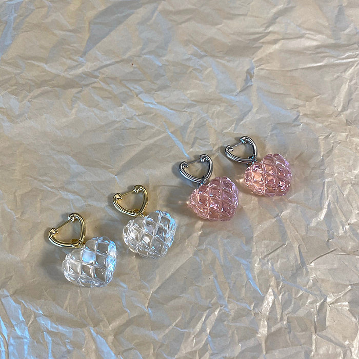 1 Pair Simple Style Heart Shape Patchwork Copper Drop Earrings