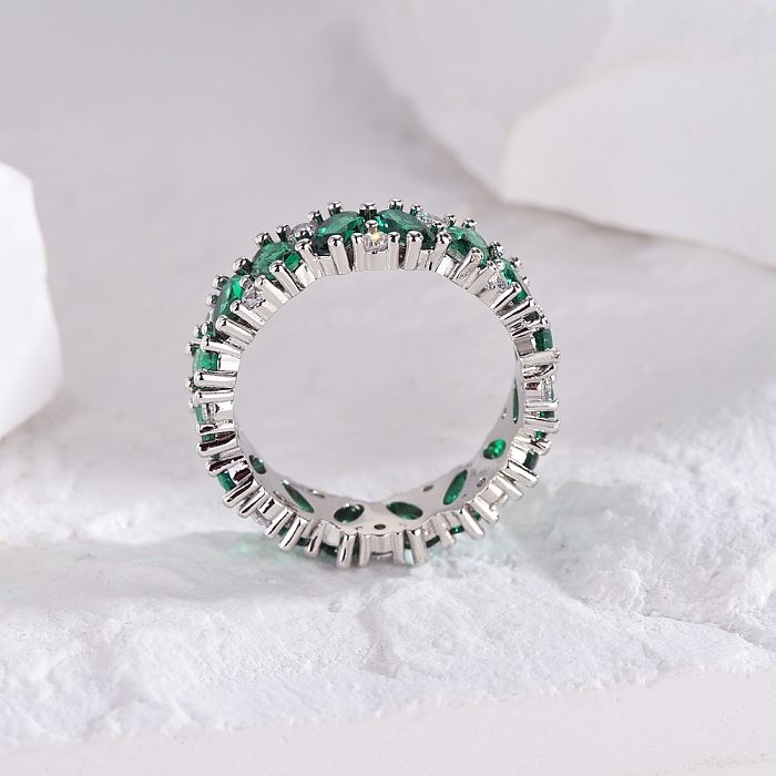 1 Piece Luxurious Round Copper Plating Inlay Zircon Rings