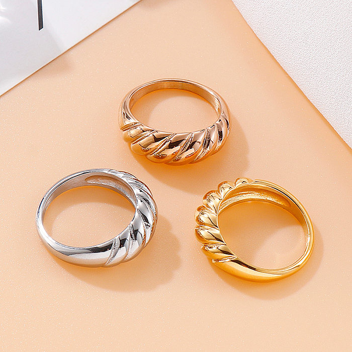 Cross-border Supply Type Twist Thread Ring Metal Croissant Ring Corner Round Ring