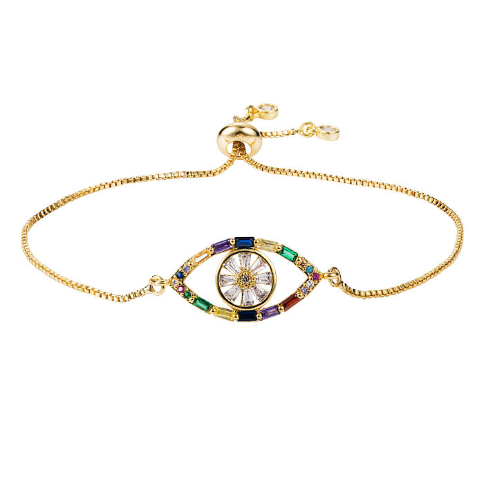 Bracelet gypsophile arc-en-ciel créatif en cuivre, Micro-ensemble plaqué Zircon doré 18 carats, vente en gros de bijoux