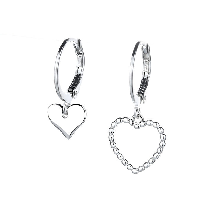 1 paire de boucles d'oreilles plaquées asymétriques en cuivre en forme de cœur, Style Simple