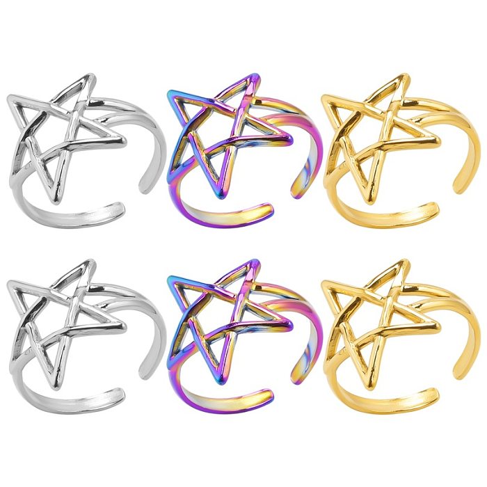 Anéis abertos de revestimento de aço inoxidável estrela de estilo moderno por atacado