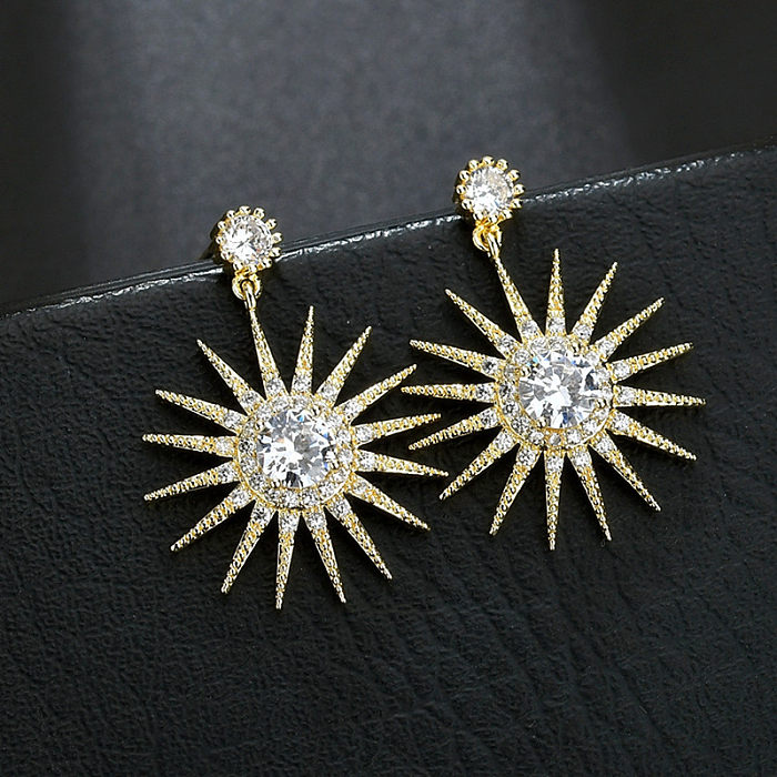 1 Pair Elegant Lady Geometric Plating Inlay Copper Zircon Drop Earrings