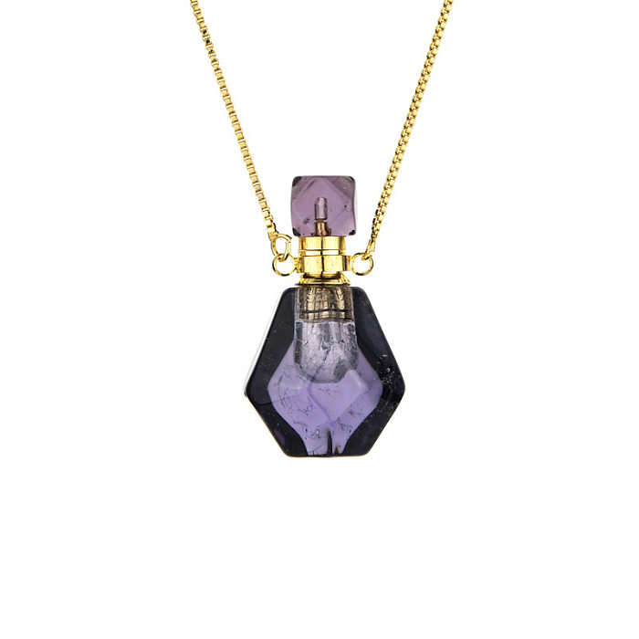 Elegant Sweet Perfume Bottle Stone Copper Pendant Necklace