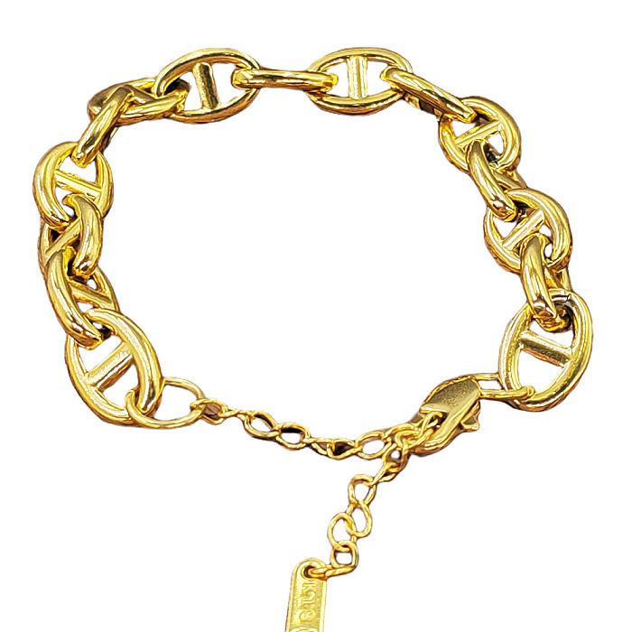 Retro-Armband-Halskette im klassischen Stil mit Schweinenase, einfarbig, Edelstahl-Beschichtung
