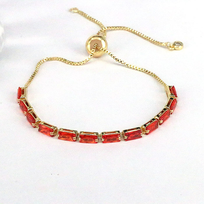 Fashion Geometric Copper Gold Plated Zircon Bracelets 1 Piece