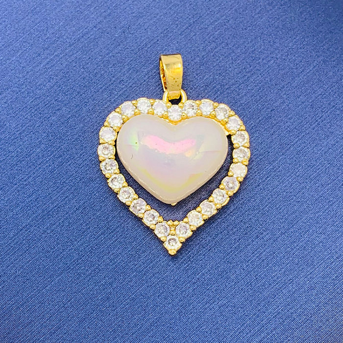 Simple Style Swan Heart Shape Butterfly Copper Irregular Rhinestones Opal Pendant Necklace