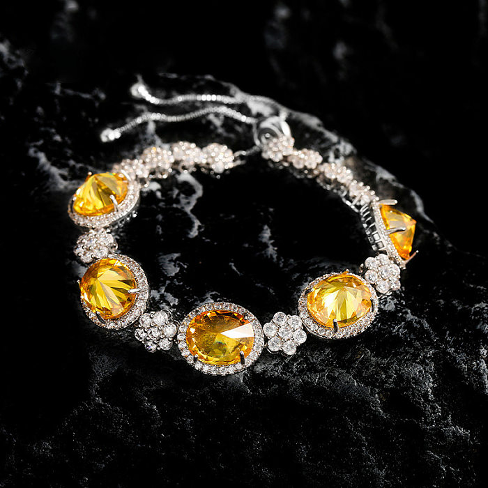 1 Piece 1 Pair Retro Geometric Copper Plating Artificial Gemstones Women'S Rings Earrings Necklace