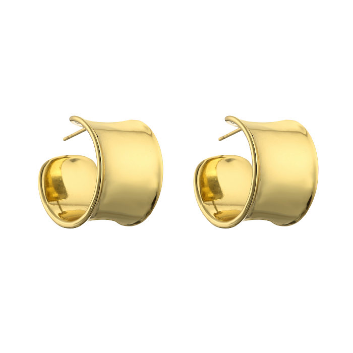 1 paire de boucles d'oreilles en cuivre et Zircon, Style Simple, placage géométrique, incrustation