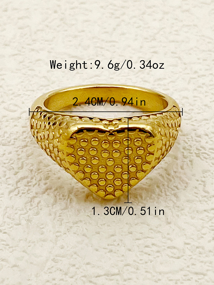 Anéis folheados a ouro de aço inoxidável em forma de coração estilo IG a granel
