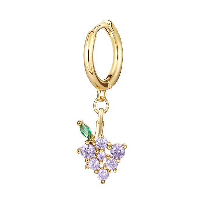 Wholesale Jewelry Color Zirconium Grape Cherry Pineapple Fruit Copper Earrings jewelry