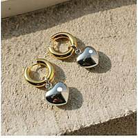 1 paire de boucles d'oreilles en cuivre plaqué en forme de cœur, Streetwear élégant