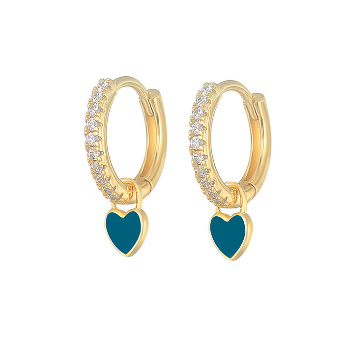 1 Pair Fashion Heart Shape Copper Plating Earrings