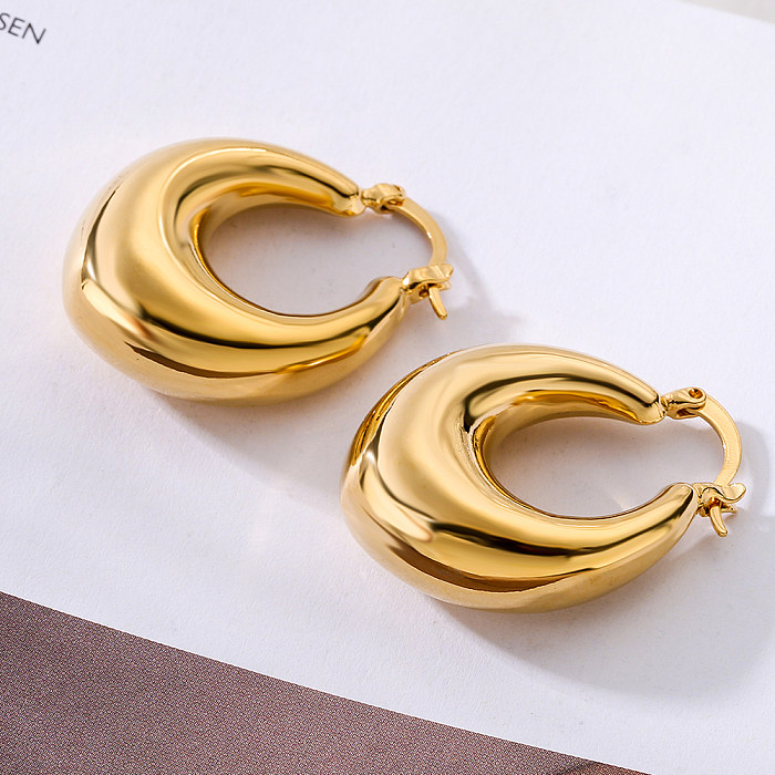 1 paire de boucles d'oreilles plaquées or 18 carats, Style Simple, couleur unie, plaqué cuivre
