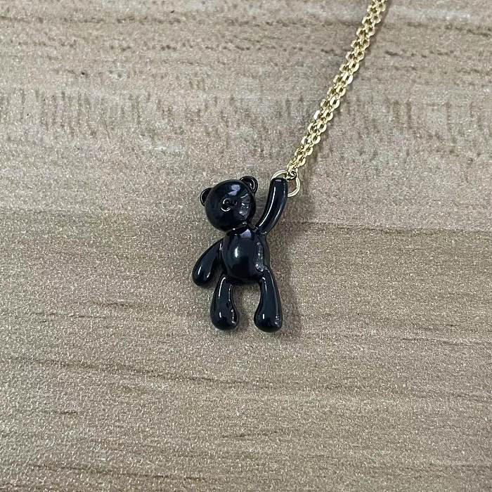 Elegant Luxurious Classic Style Animal Bear Copper 14K Gold Plated Pendant Necklace In Bulk