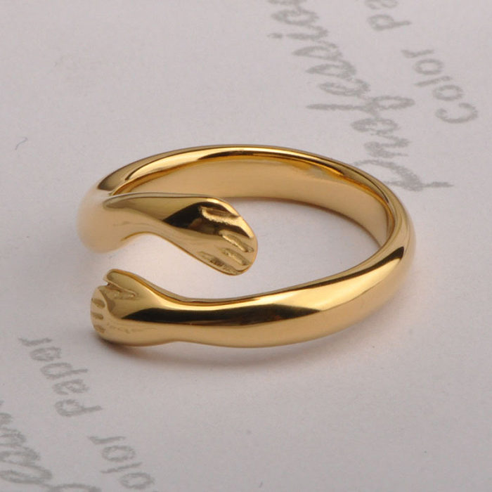 O estilo simples U dá forma a anéis chapeados ouro Titanium do chapeamento de aço 18K