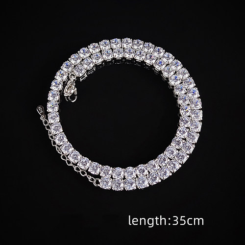 Casual Hip-Hop Solid Color Copper Plating Inlay Zircon Silver Plated Necklace