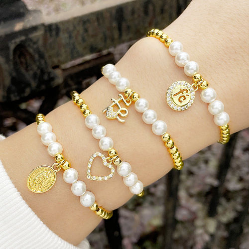 Bracelet en forme de cœur de la vierge marie, couture de perles, Design de Niche européen et américain, personnalisé pour femme Bre50
