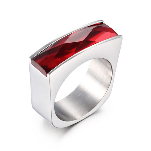 Nouvel anneau en verre rectangulaire en acier titane populaire européen et américain