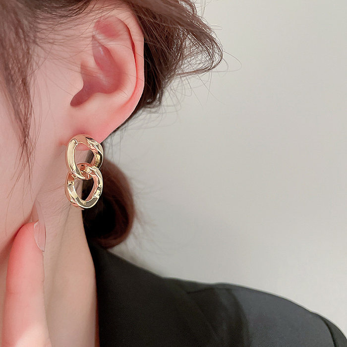 1 Paar elegante geometrische Buchstaben-Kupferüberzug-Inlay-künstliche Perlen-Zirkon-Ohrringe