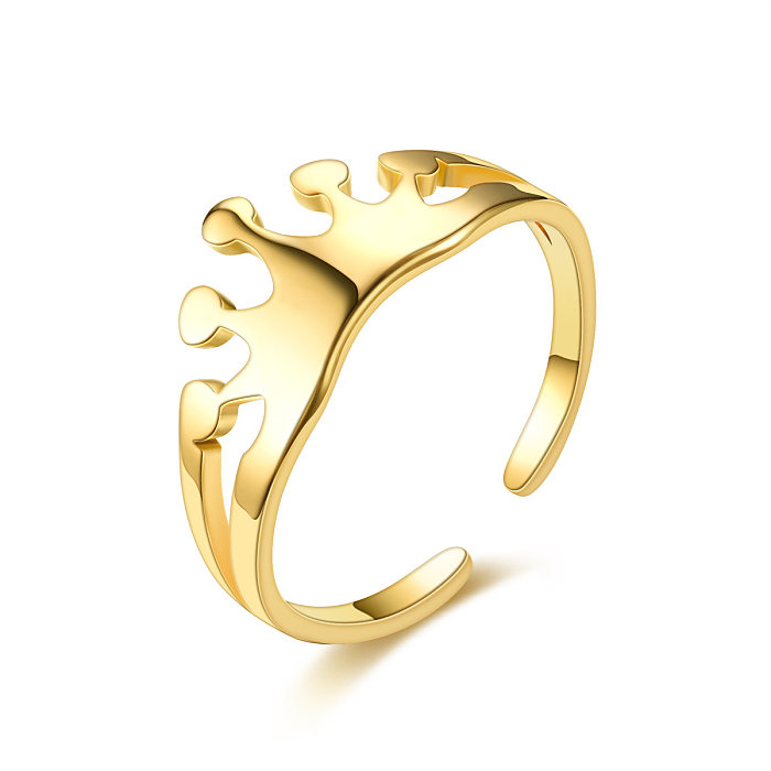 Fashion New Crown Titanium Steel Adjustable Couple Ring