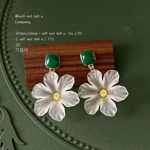 1 Paar Tropfenohrringe im INS-Stil mit süßer Blume, Arylic-Kupfer-Emaille-Beschichtung und 14-Karat-Vergoldung