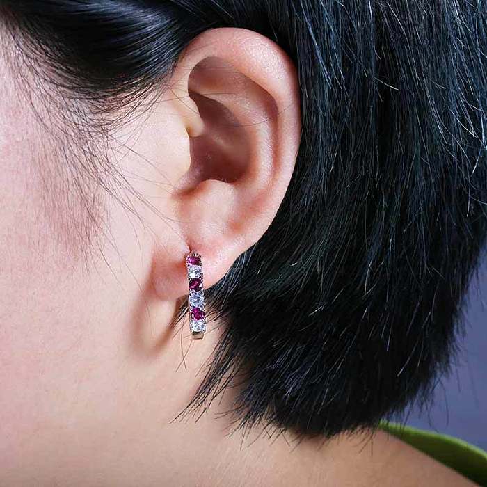 Fashion Colorful Zircon Copper Circle Earrings Wholesale Jewelry