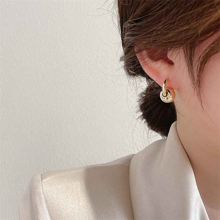 1 Pair Elegant Korean Style Circle Copper Hoop Earrings