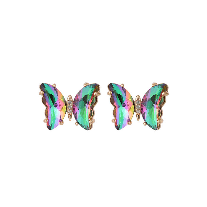 Fashion Butterfly Copper Ear Studs Zircon Copper Earrings