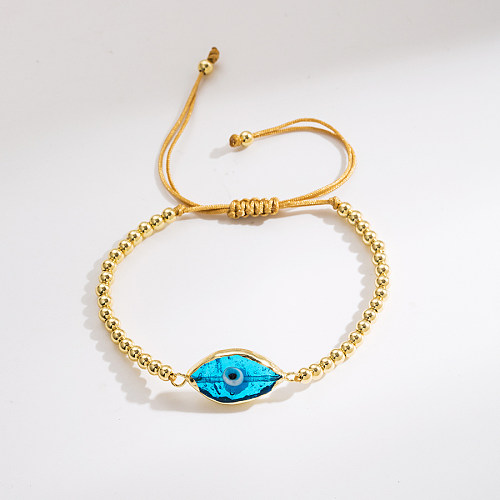 Classic Style Devil'S Eye Glass Rope Copper Braid Bracelets 1 Piece