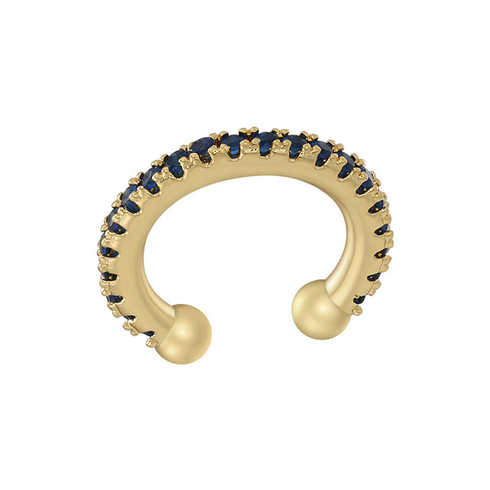 Simple Style C Shape Copper Gold Plated Zircon Ear Clips 1 Pair