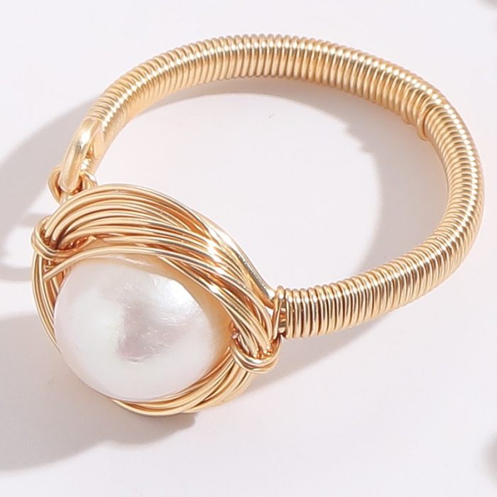 Anéis de cobre assimétricos de cobre irregular, estilo clássico da moda, 1 peça