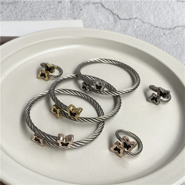 Pulseras unisex de los anillos del esmalte del acero inoxidable de la mariposa del estilo clásico retro