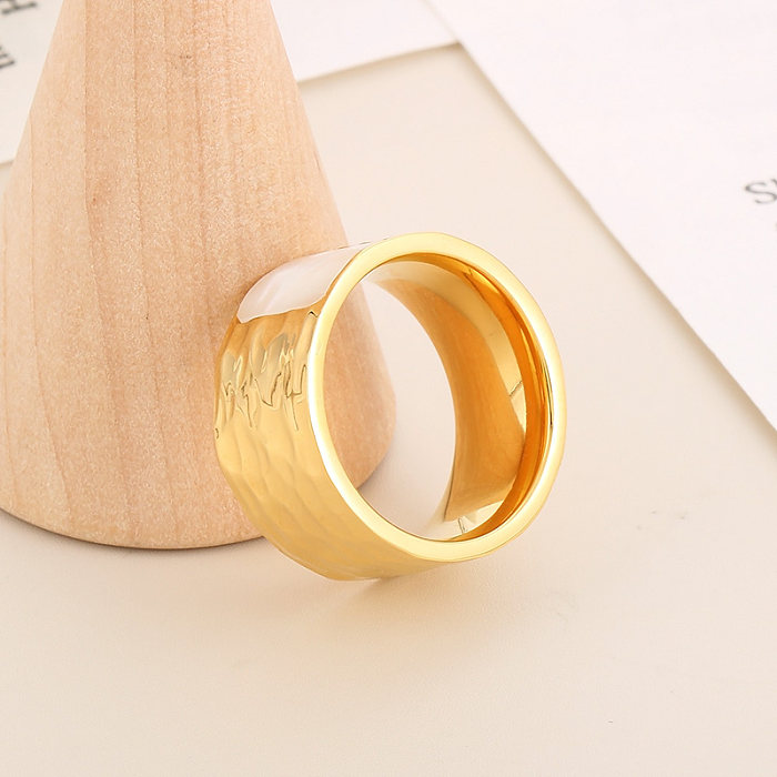 Anéis banhados a ouro de Shell 18K do embutimento de aço Titanium quadrado redondo do estilo do vintage