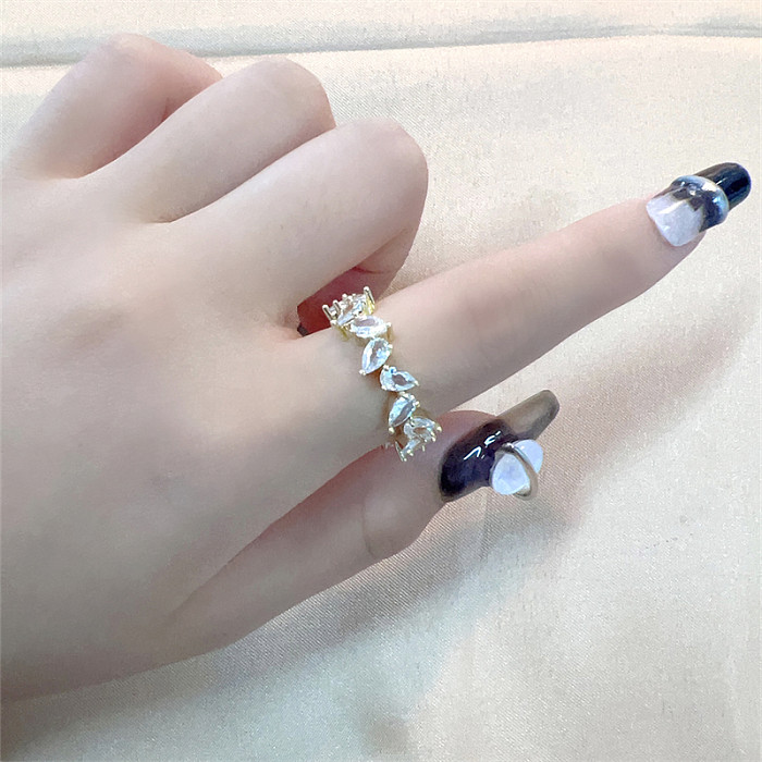 Casual Shiny Flower Butterfly Copper Plating Inlay Zircon Open Rings