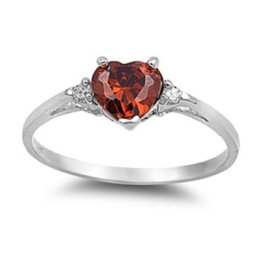 Cute Heart Shape Copper Plating Inlay Zircon Silver Plated Rings